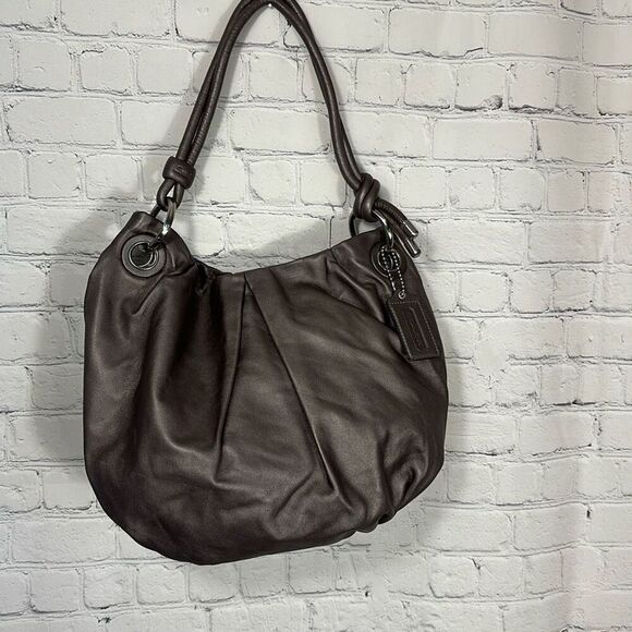 COACH Parker  HOBO Leather Shoulder‎ Bag Purse Handbag knot tie 14157